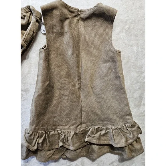 The Children's Place 24M Corduroy Dress & Bloomers Set Brown Ruffle Hem Floral - Picture 3 of 12
